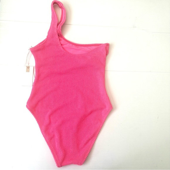GOOD AMERICAN Always Fits One Shoulder One Piece Swimsuit in Bright Pink - Picture 5 of 9